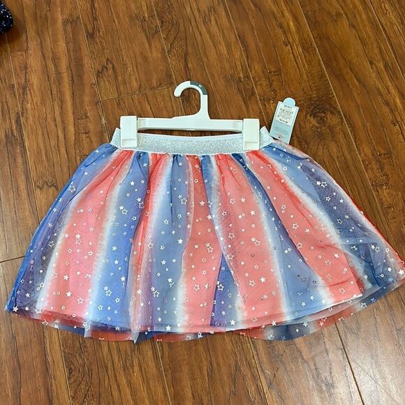 NWT Cat & Jack Size Medium 7/8 Tutu Red White Blue Stars Skirt - Picture 2 of 4